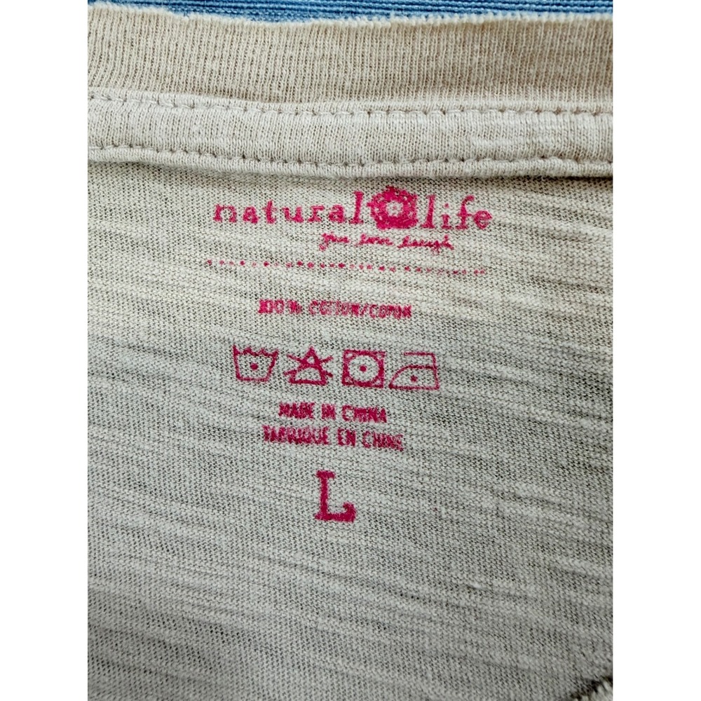 Natural Life Graphic Tee Women L Tan Excellent Do What You Love Floral Boho - Picture 5 of 6